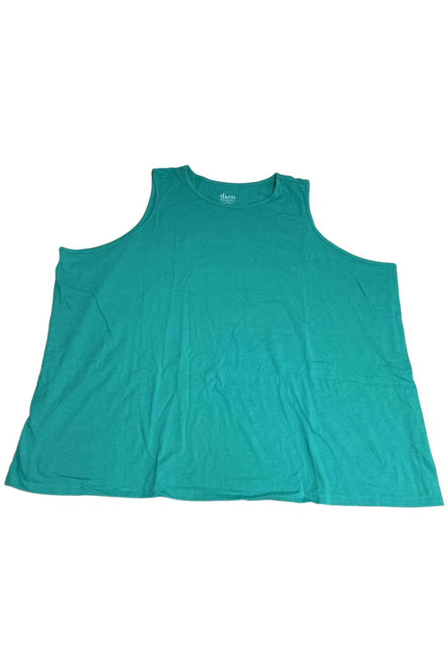Denim & Co. Women's Essentials Cotton Jersey Crew Neck Tank Top Jade - Regular